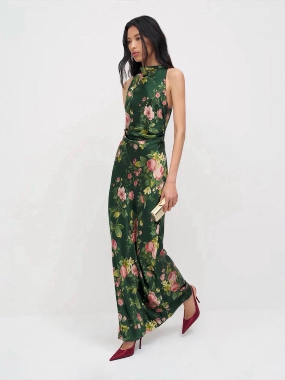 REFORMATION Anaiis Silk Dress in Belvedere 0